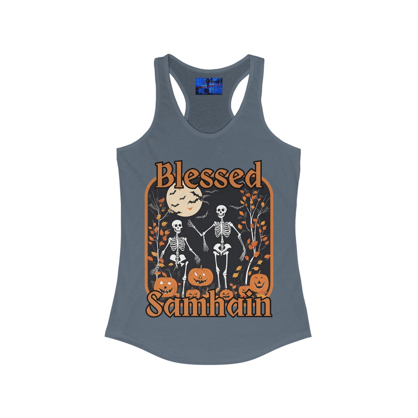 Spooktacular Skeletons of Samhain Women's Racerback Tank Top by cypherpunkgear – cypherpunkgear.com | Cypherpunk Merch