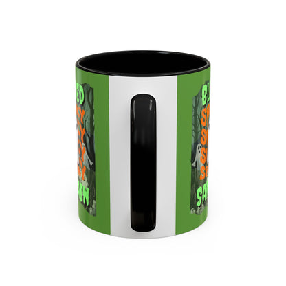 Spooky Blessed Samhain Ghost GNfont Accent Mug by cypherpunkgear – cypherpunkgear.com | Cypherpunk Merch