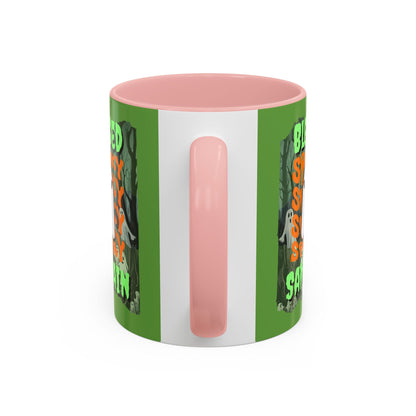 Spooky Blessed Samhain Ghost GNfont Accent Mug by cypherpunkgear – cypherpunkgear.com | Cypherpunk Merch