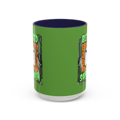 Spooky Blessed Samhain Ghost GNfont Accent Mug by cypherpunkgear – cypherpunkgear.com | Cypherpunk Merch