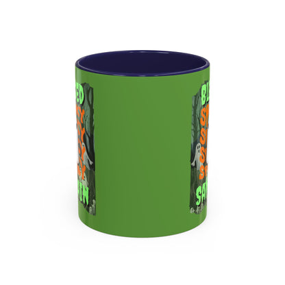 Spooky Blessed Samhain Ghost GNfont Accent Mug by cypherpunkgear – cypherpunkgear.com | Cypherpunk Merch