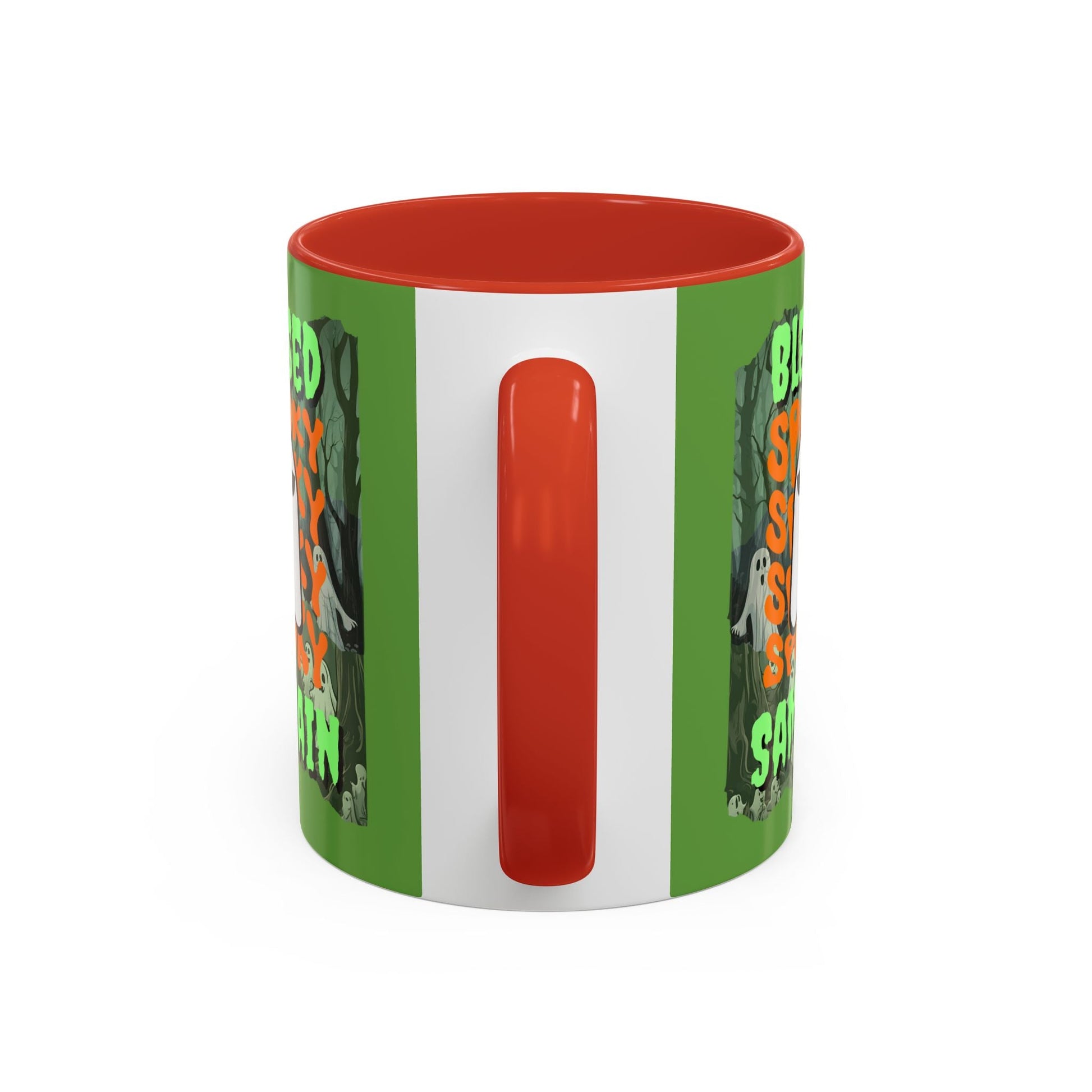 Spooky Blessed Samhain Ghost GNfont Accent Mug by cypherpunkgear – cypherpunkgear.com | Cypherpunk Merch