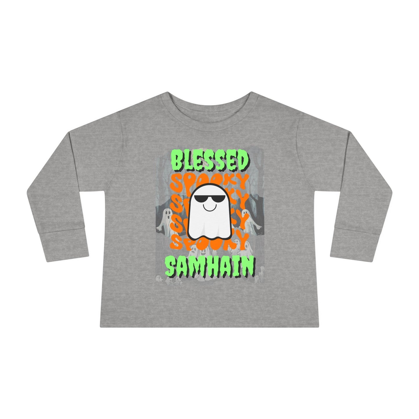 Spooky Blessed Samhain Ghost GNfont Toddler Long Sleeve Tee by cypherpunkgear – cypherpunkgear.com | Cypherpunk Merch