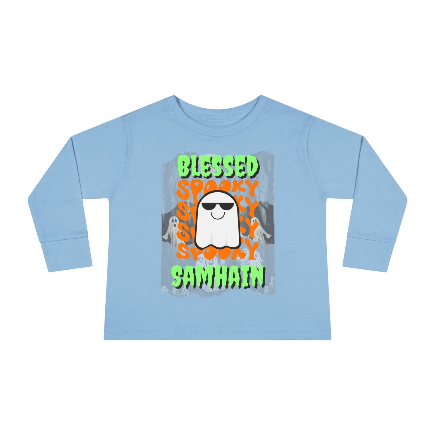 Spooky Blessed Samhain Ghost GNfont Toddler Long Sleeve Tee by cypherpunkgear – cypherpunkgear.com | Cypherpunk Merch