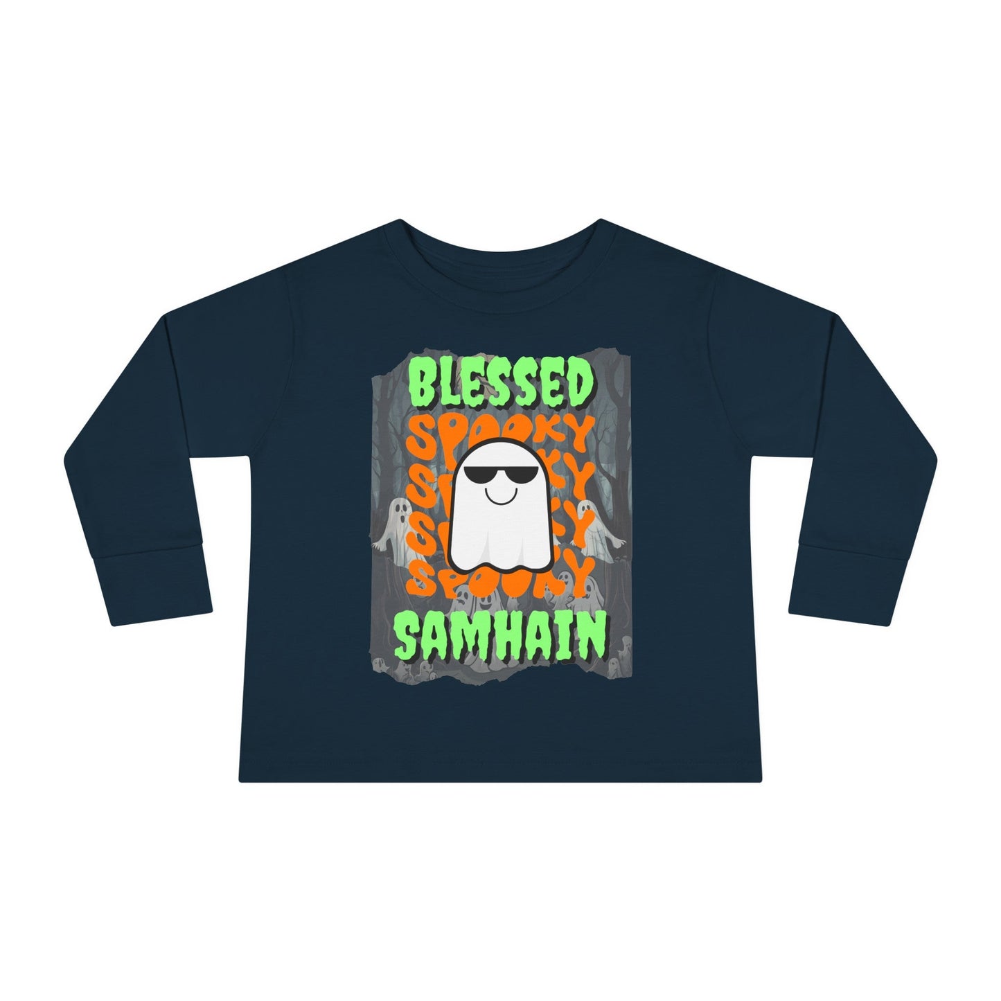 Spooky Blessed Samhain Ghost GNfont Toddler Long Sleeve Tee by cypherpunkgear – cypherpunkgear.com | Cypherpunk Merch