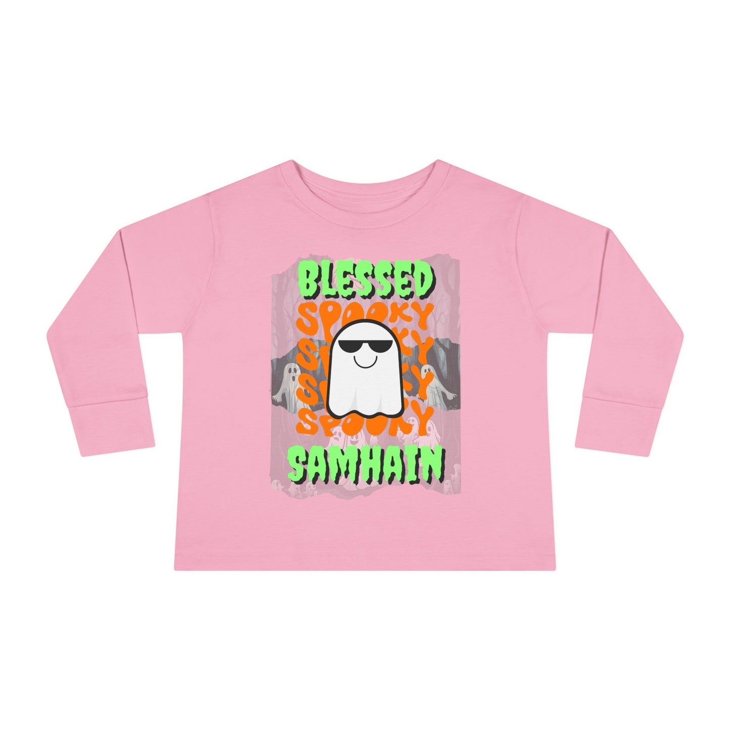 Spooky Blessed Samhain Ghost GNfont Toddler Long Sleeve Tee by cypherpunkgear – cypherpunkgear.com | Cypherpunk Merch