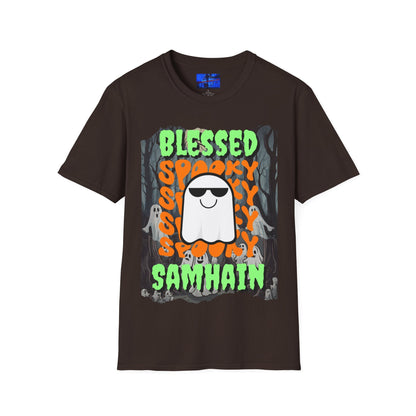 Spooky Blessed Samhain Ghost GNfont Unisex T-Shirt by cypherpunkgear – cypherpunkgear.com | Cypherpunk Merch