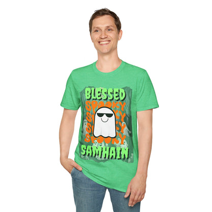 Spooky Blessed Samhain Ghost GNfont Unisex T-Shirt by cypherpunkgear – cypherpunkgear.com | Cypherpunk Merch