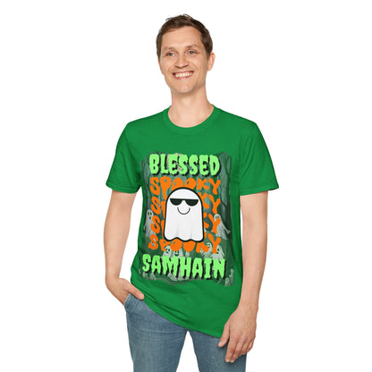 Spooky Blessed Samhain Ghost GNfont Unisex T-Shirt by cypherpunkgear – cypherpunkgear.com | Cypherpunk Merch