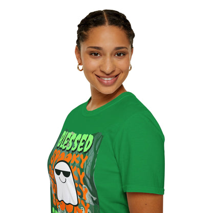 Spooky Blessed Samhain Ghost GNfont Unisex T-Shirt by cypherpunkgear – cypherpunkgear.com | Cypherpunk Merch