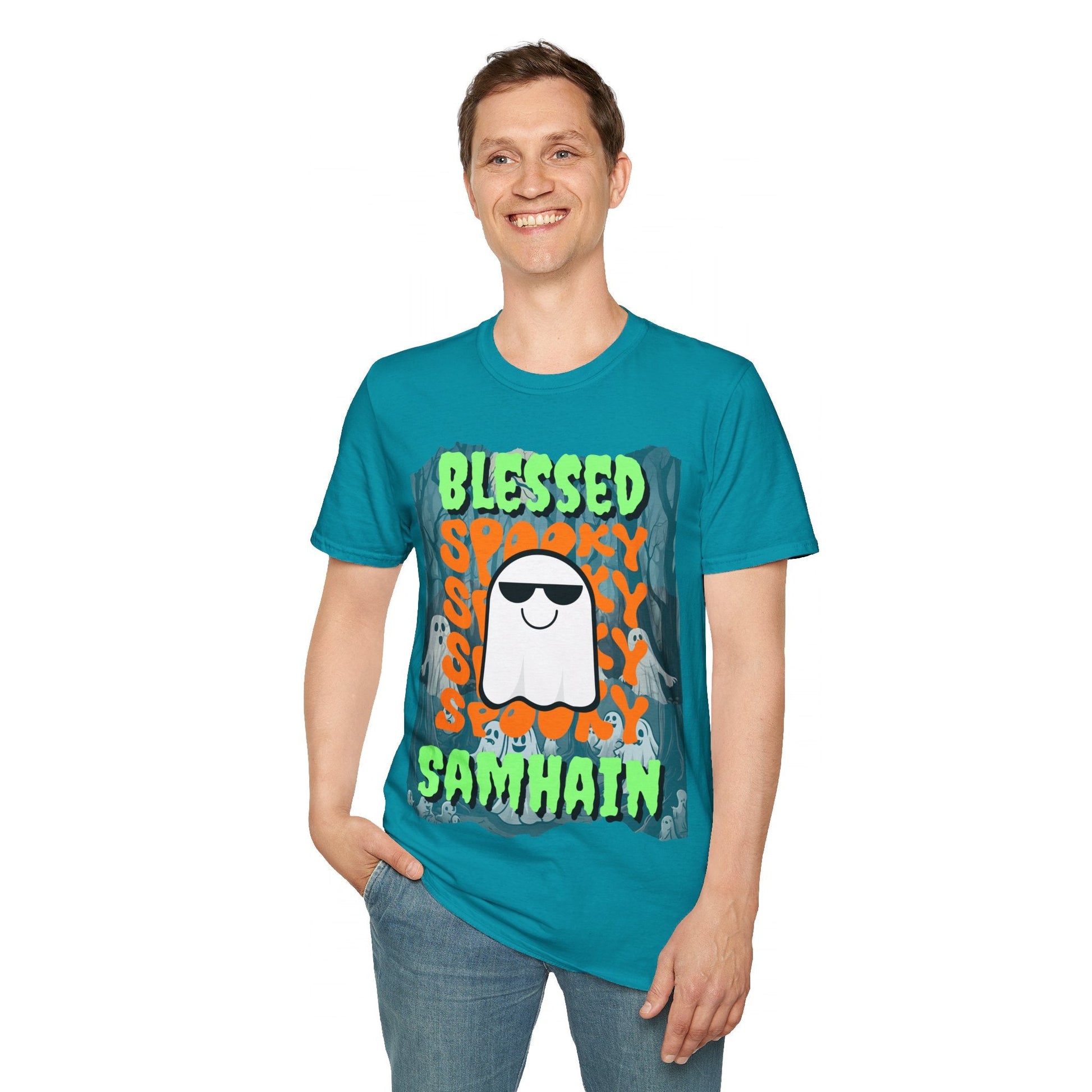 Spooky Blessed Samhain Ghost GNfont Unisex T-Shirt by cypherpunkgear – cypherpunkgear.com | Cypherpunk Merch