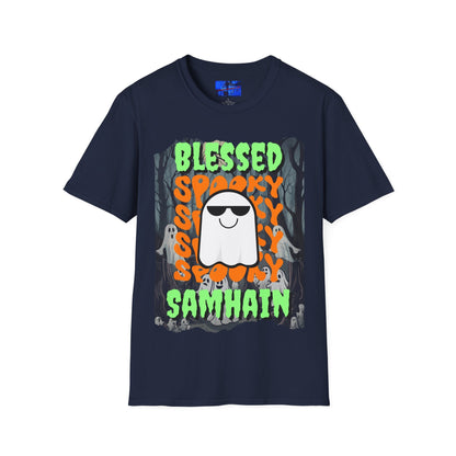 Spooky Blessed Samhain Ghost GNfont Unisex T-Shirt by cypherpunkgear – cypherpunkgear.com | Cypherpunk Merch