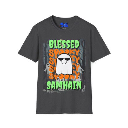 Spooky Blessed Samhain Ghost GNfont Unisex T-Shirt by cypherpunkgear – cypherpunkgear.com | Cypherpunk Merch