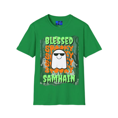 Spooky Blessed Samhain Ghost GNfont Unisex T-Shirt by cypherpunkgear – cypherpunkgear.com | Cypherpunk Merch