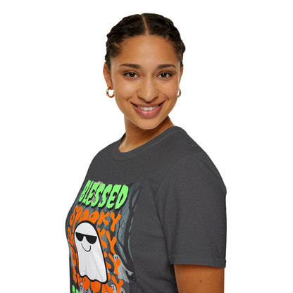 Spooky Blessed Samhain Ghost GNfont Unisex T-Shirt by cypherpunkgear – cypherpunkgear.com | Cypherpunk Merch