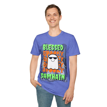 Spooky Blessed Samhain Ghost GNfont Unisex T-Shirt by cypherpunkgear – cypherpunkgear.com | Cypherpunk Merch
