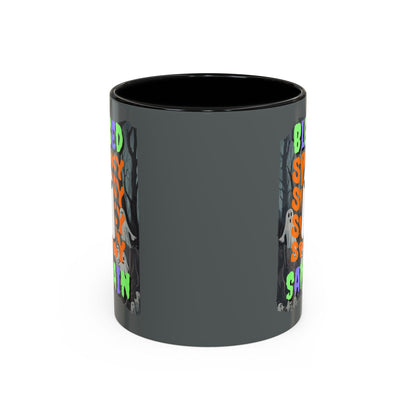 Spooky Blessed Samhain Ghost MXfont Accent Mug by cypherpunkgear – cypherpunkgear.com | Cypherpunk Merch