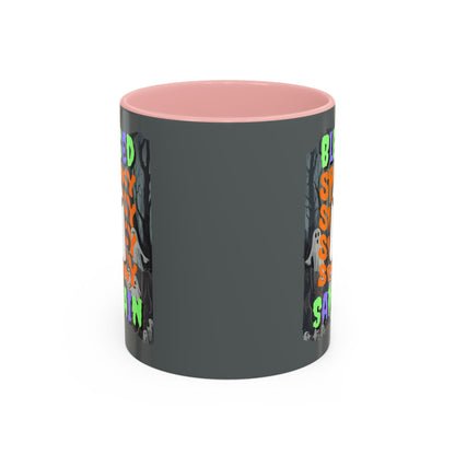 Spooky Blessed Samhain Ghost MXfont Accent Mug by cypherpunkgear – cypherpunkgear.com | Cypherpunk Merch