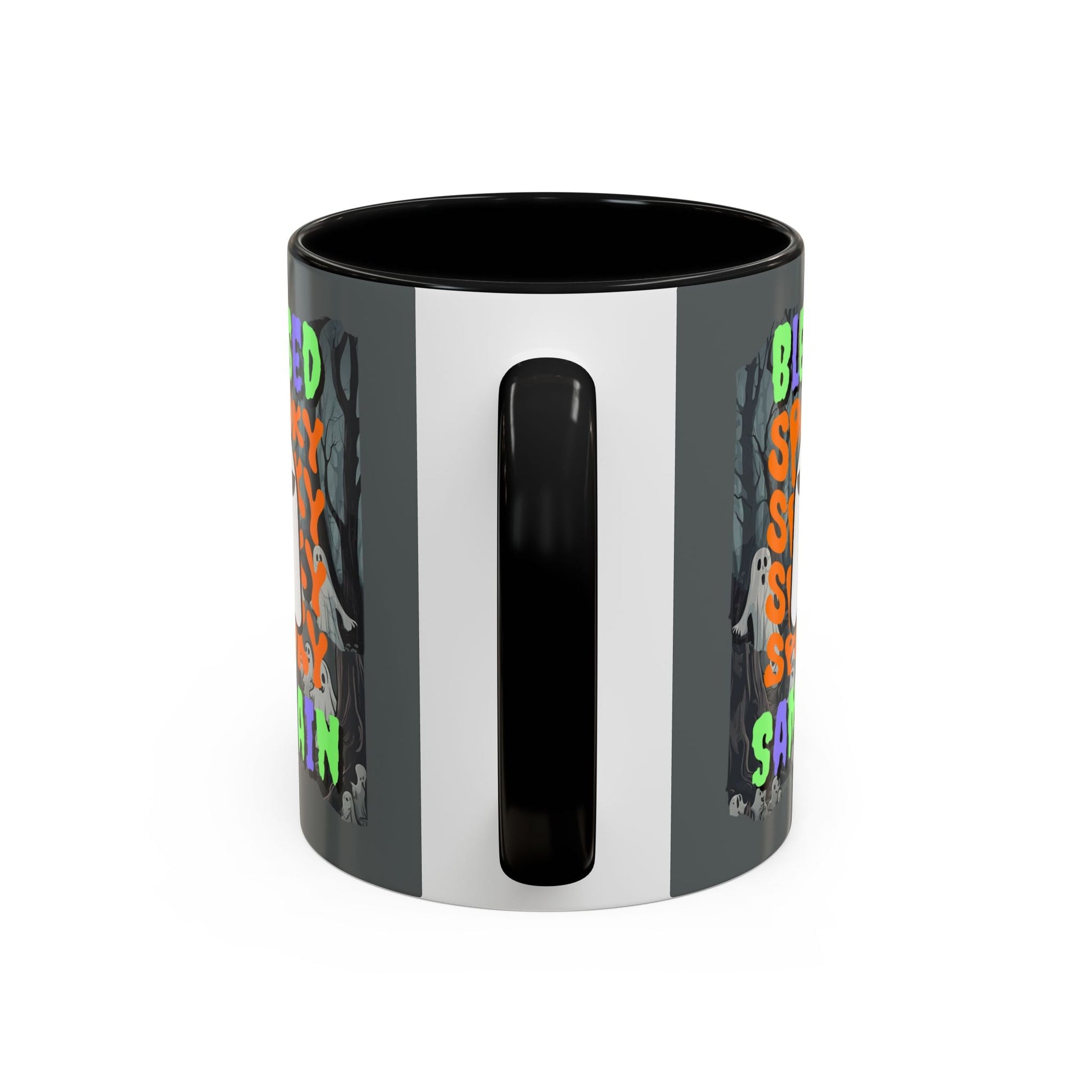 Spooky Blessed Samhain Ghost MXfont Accent Mug by cypherpunkgear – cypherpunkgear.com | Cypherpunk Merch