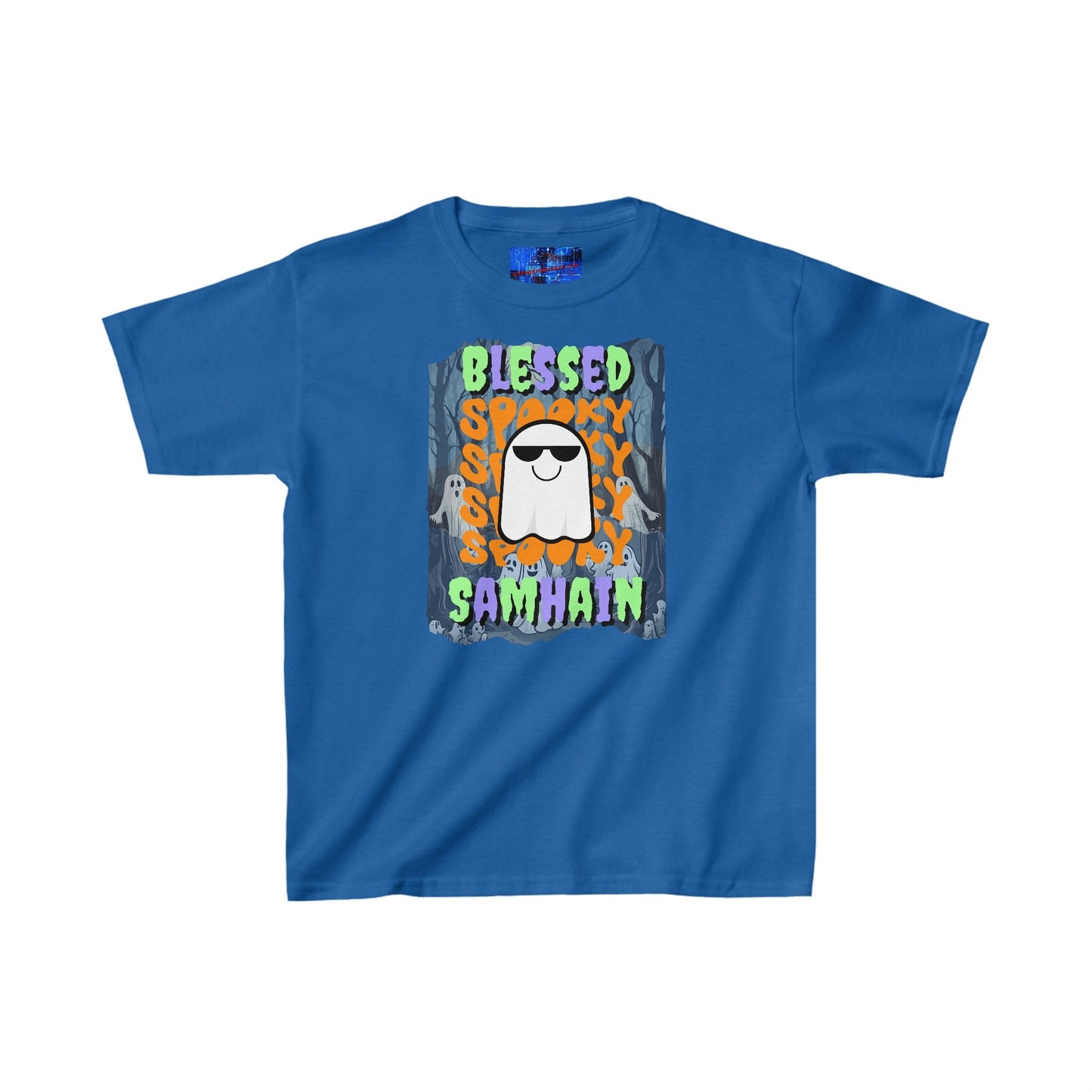 Spooky Blessed Samhain Ghost MXfont Kids Heavy Cotton™ Tee by cypherpunkgear – cypherpunkgear.com | Cypherpunk Merch