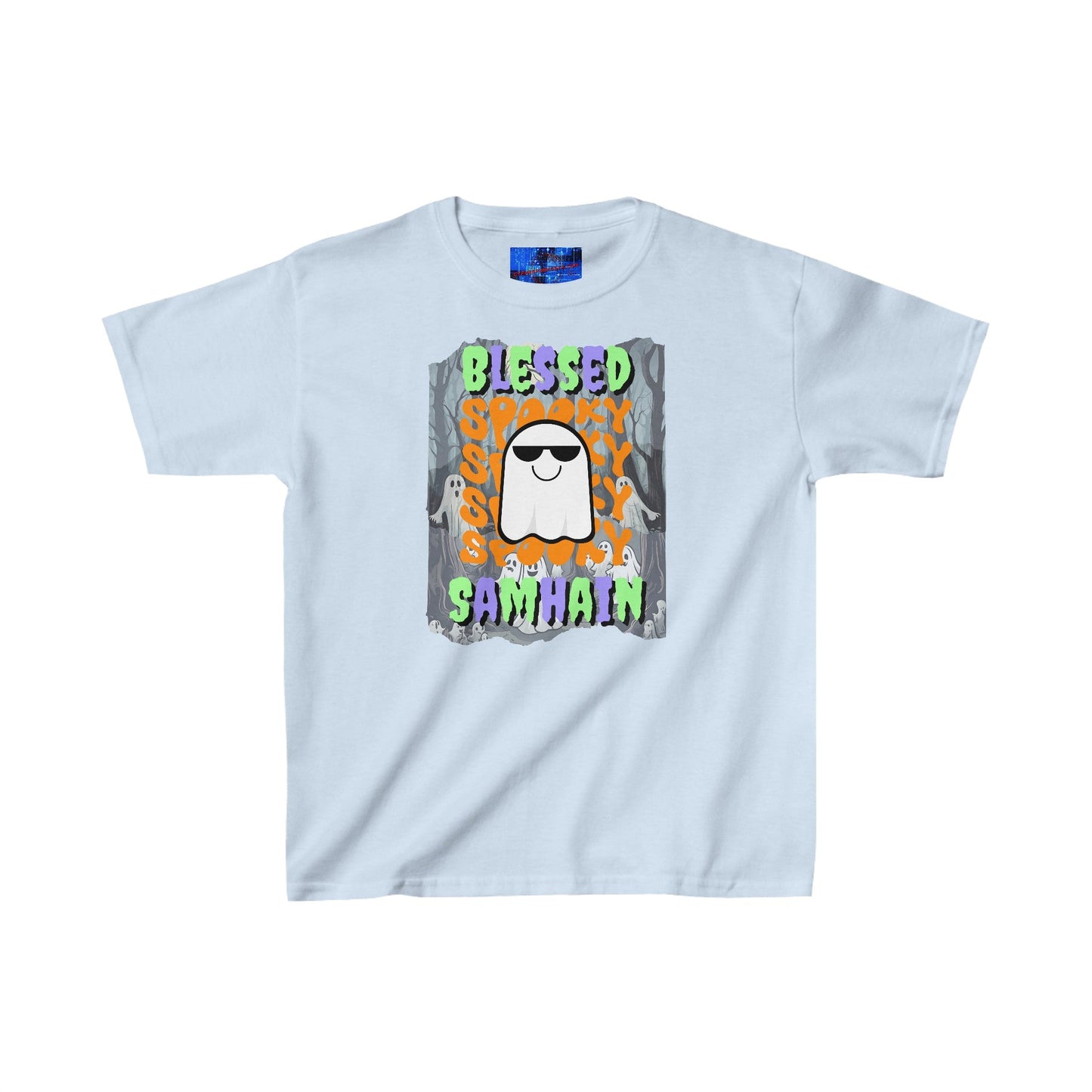 Spooky Blessed Samhain Ghost MXfont Kids Heavy Cotton™ Tee by cypherpunkgear – cypherpunkgear.com | Cypherpunk Merch