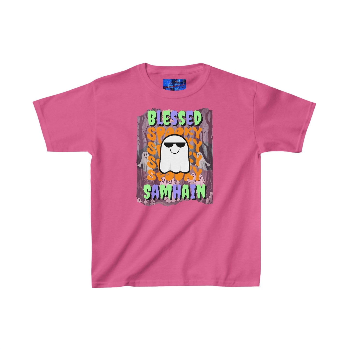Spooky Blessed Samhain Ghost MXfont Kids Heavy Cotton™ Tee by cypherpunkgear – cypherpunkgear.com | Cypherpunk Merch