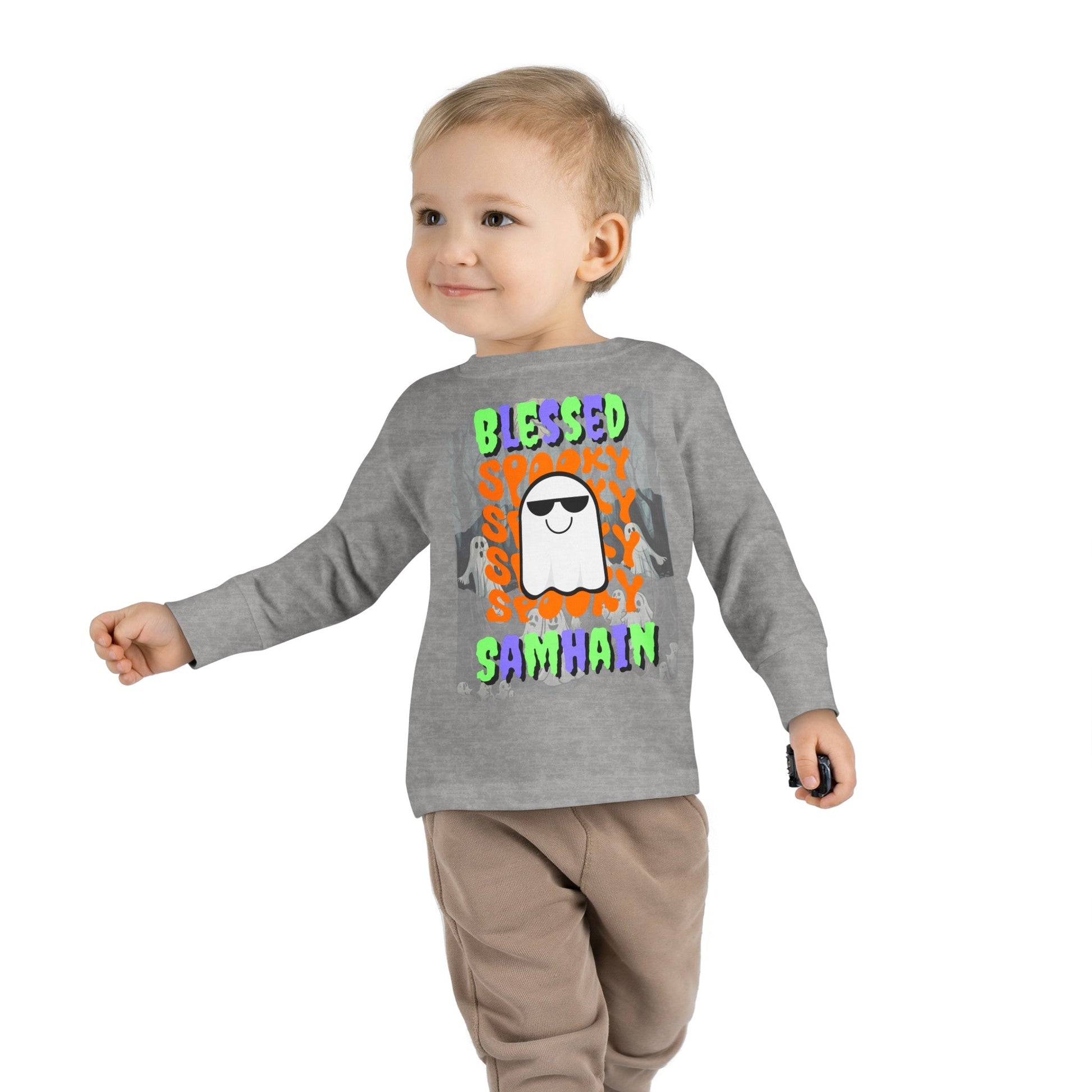 Spooky Blessed Samhain Ghost MXfont Toddler Long Sleeve Tee by cypherpunkgear – cypherpunkgear.com | Cypherpunk Merch