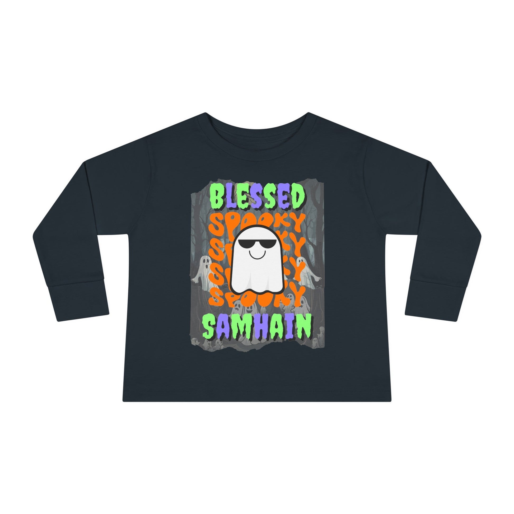 Spooky Blessed Samhain Ghost MXfont Toddler Long Sleeve Tee by cypherpunkgear – cypherpunkgear.com | Cypherpunk Merch
