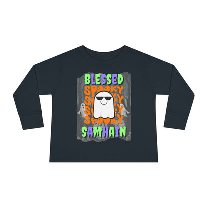 Spooky Blessed Samhain Ghost MXfont Toddler Long Sleeve Tee by cypherpunkgear – cypherpunkgear.com | Cypherpunk Merch