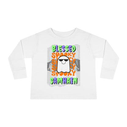 Spooky Blessed Samhain Ghost MXfont Toddler Long Sleeve Tee by cypherpunkgear – cypherpunkgear.com | Cypherpunk Merch