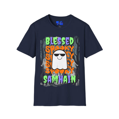 Spooky Blessed Samhain Ghost MXfont Unisex T-Shirt by cypherpunkgear – cypherpunkgear.com | Cypherpunk Merch