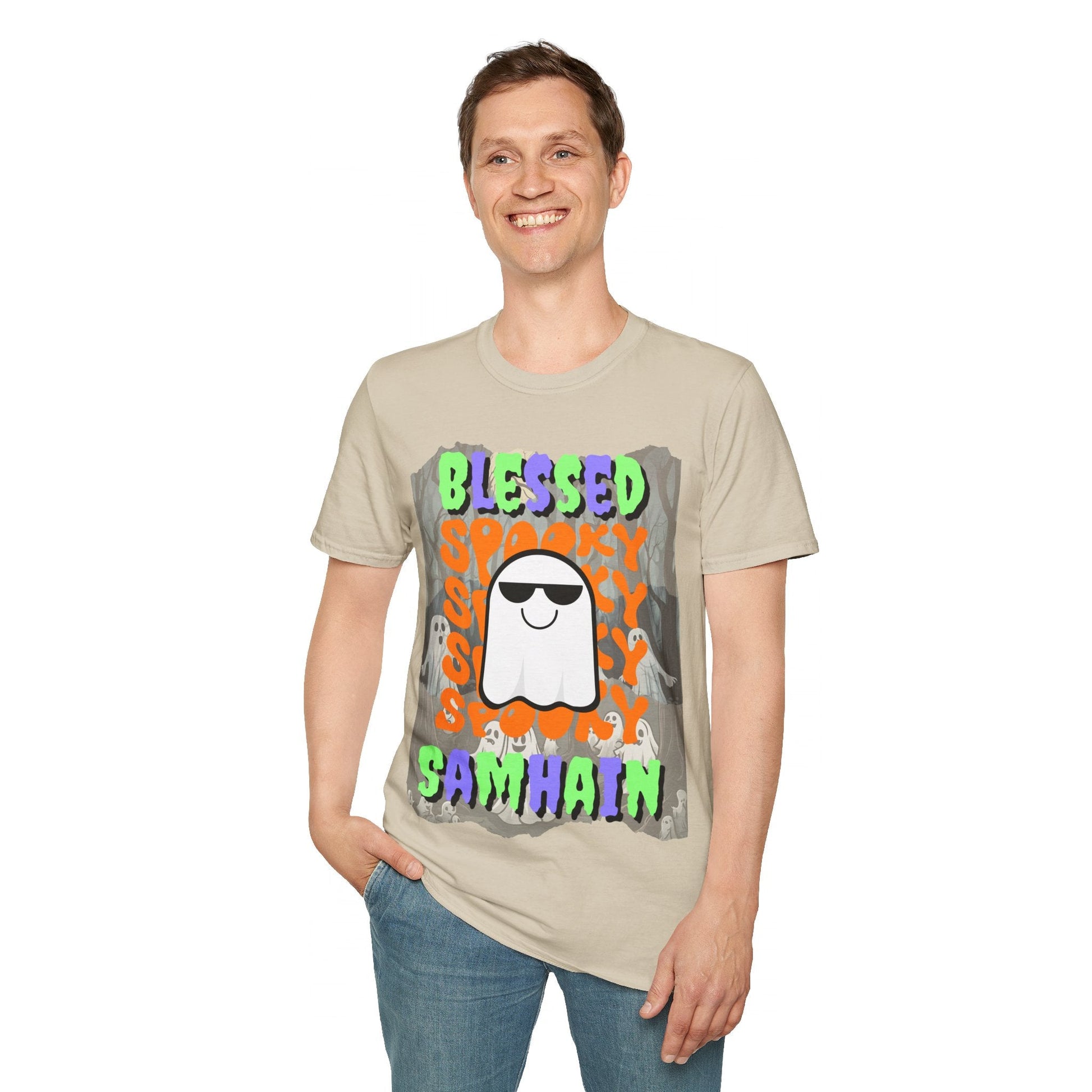 Spooky Blessed Samhain Ghost MXfont Unisex T-Shirt by cypherpunkgear – cypherpunkgear.com | Cypherpunk Merch