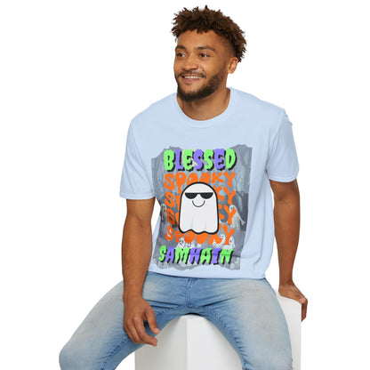 Spooky Blessed Samhain Ghost MXfont Unisex T-Shirt by cypherpunkgear – cypherpunkgear.com | Cypherpunk Merch