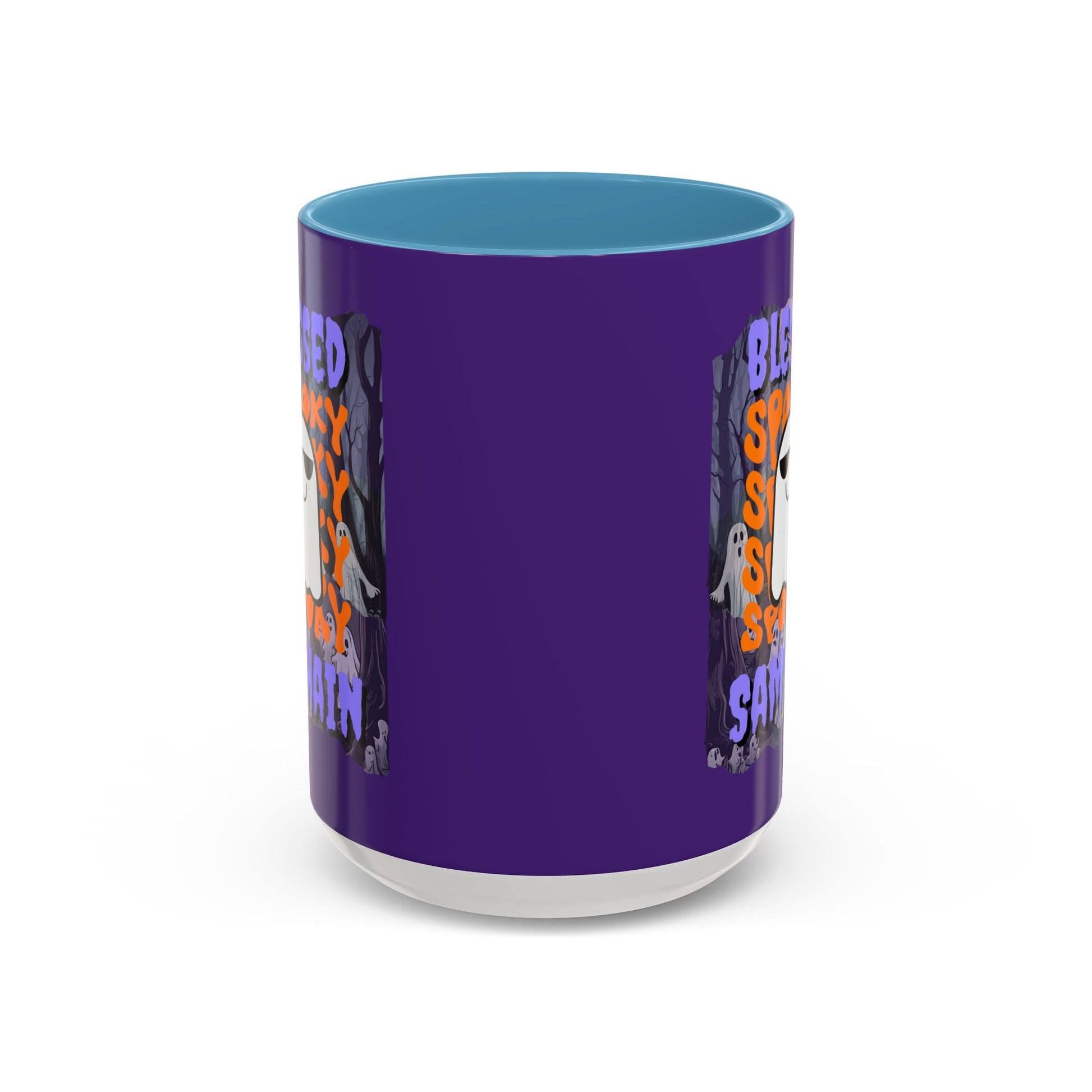 Spooky Blessed Samhain Ghost PRfont Accent Mug by cypherpunkgear – cypherpunkgear.com | Cypherpunk Merch