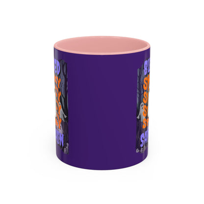 Spooky Blessed Samhain Ghost PRfont Accent Mug by cypherpunkgear – cypherpunkgear.com | Cypherpunk Merch