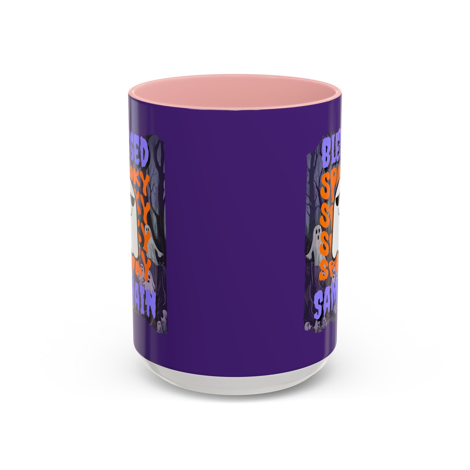 Spooky Blessed Samhain Ghost PRfont Accent Mug by cypherpunkgear – cypherpunkgear.com | Cypherpunk Merch