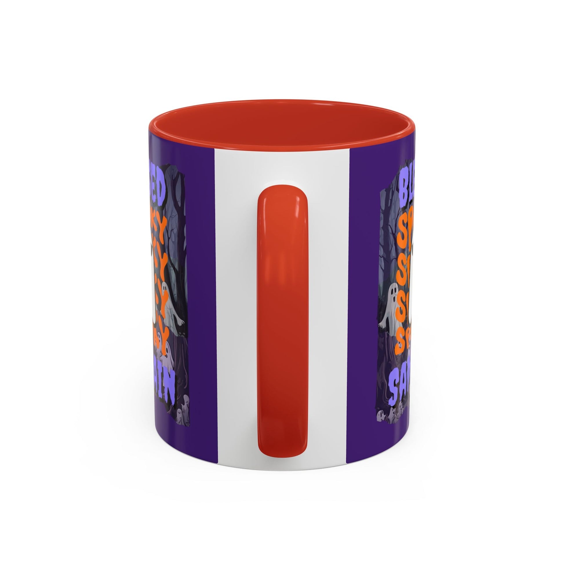 Spooky Blessed Samhain Ghost PRfont Accent Mug by cypherpunkgear – cypherpunkgear.com | Cypherpunk Merch