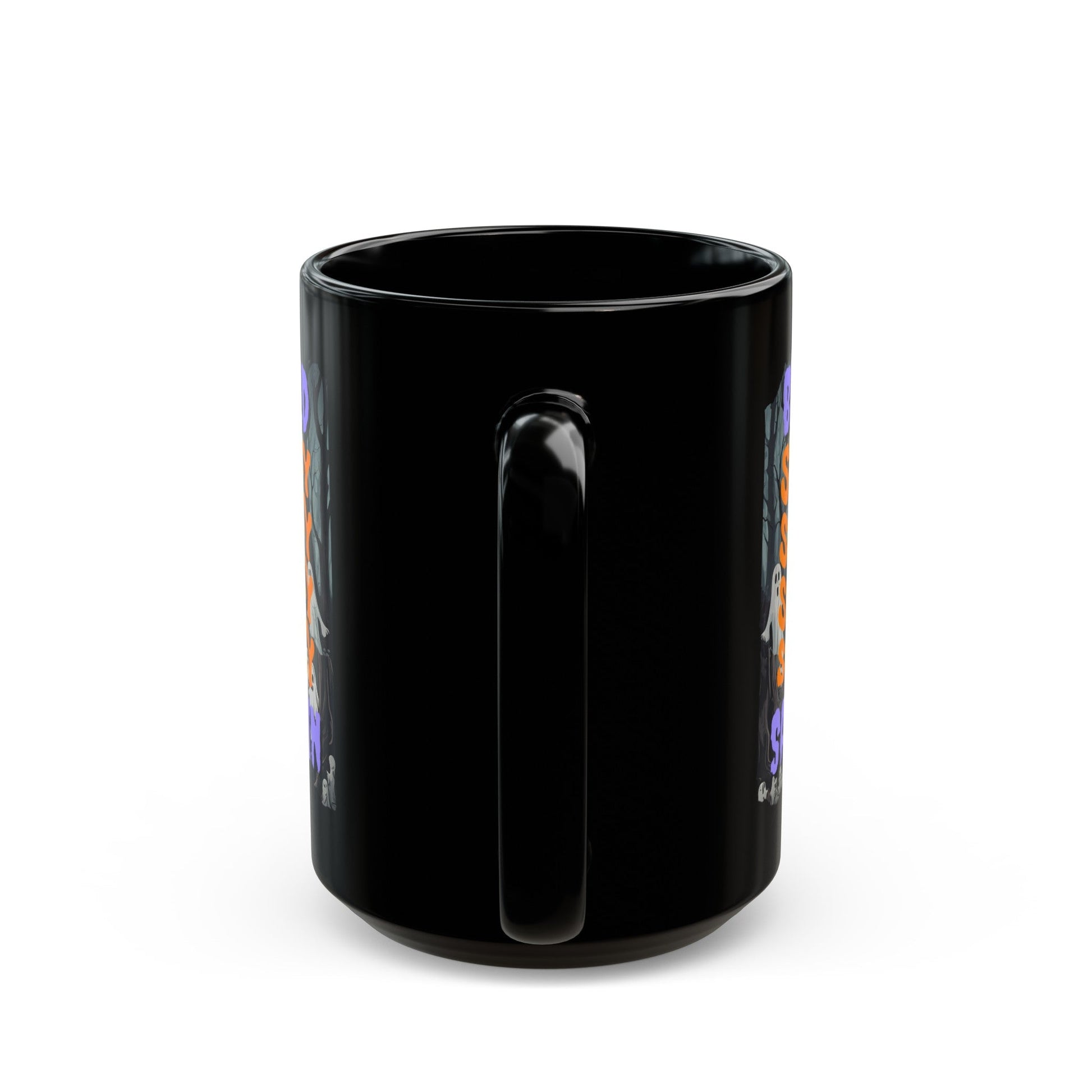 Spooky Blessed Samhain Ghost PRfont Black Mug by cypherpunkgear – cypherpunkgear.com | Cypherpunk Merch