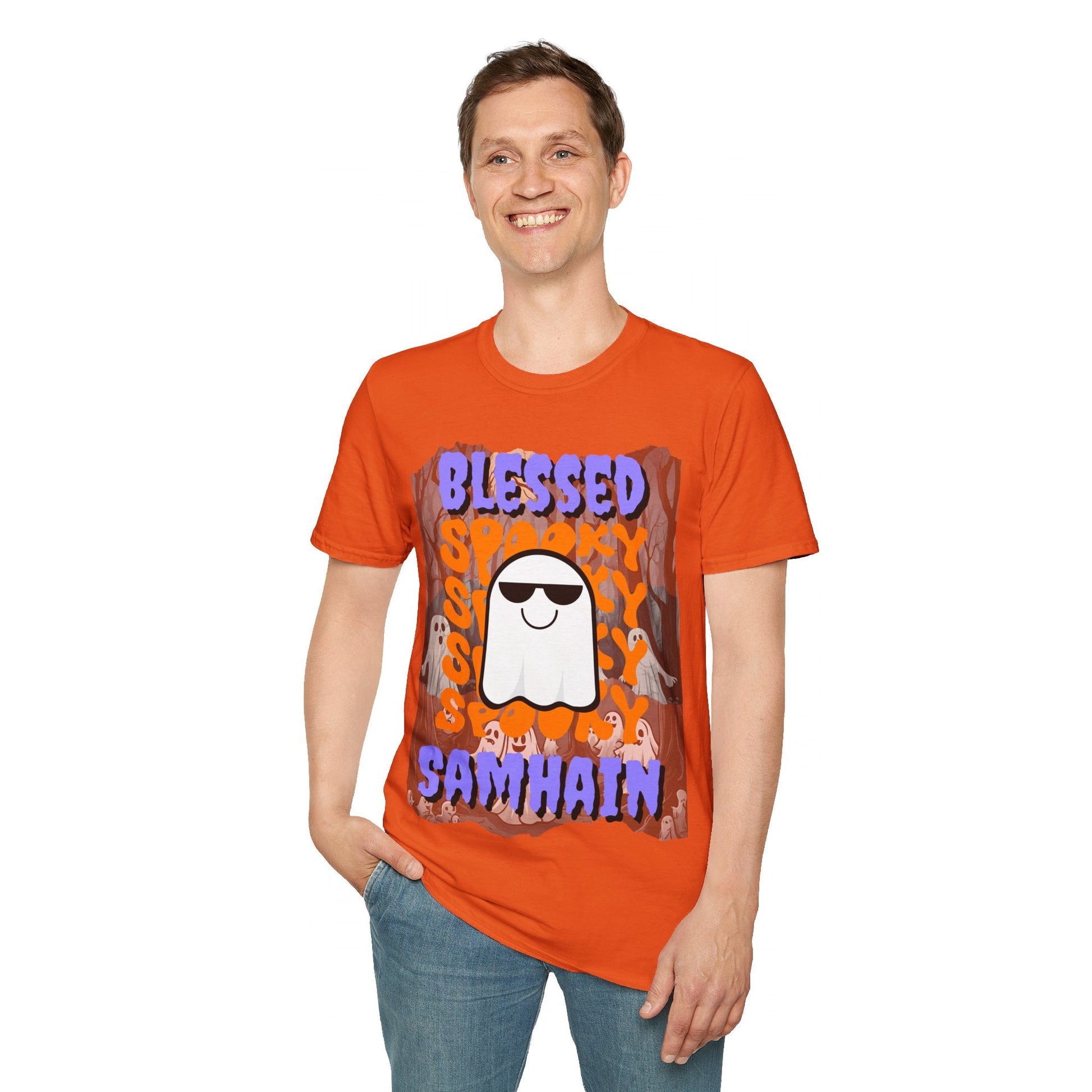 Spooky Blessed Samhain Ghost PRfont Unisex T-Shirt by cypherpunkgear – cypherpunkgear.com | Cypherpunk Merch