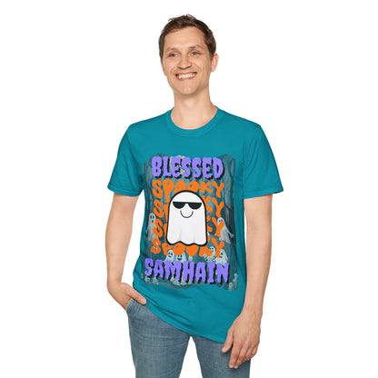 Spooky Blessed Samhain Ghost PRfont Unisex T-Shirt by cypherpunkgear – cypherpunkgear.com | Cypherpunk Merch