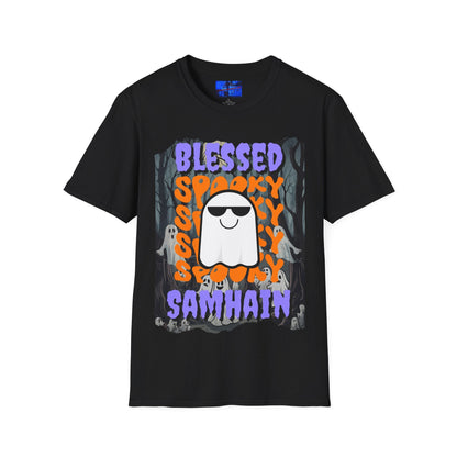 Spooky Blessed Samhain Ghost PRfont Unisex T-Shirt by cypherpunkgear – cypherpunkgear.com | Cypherpunk Merch