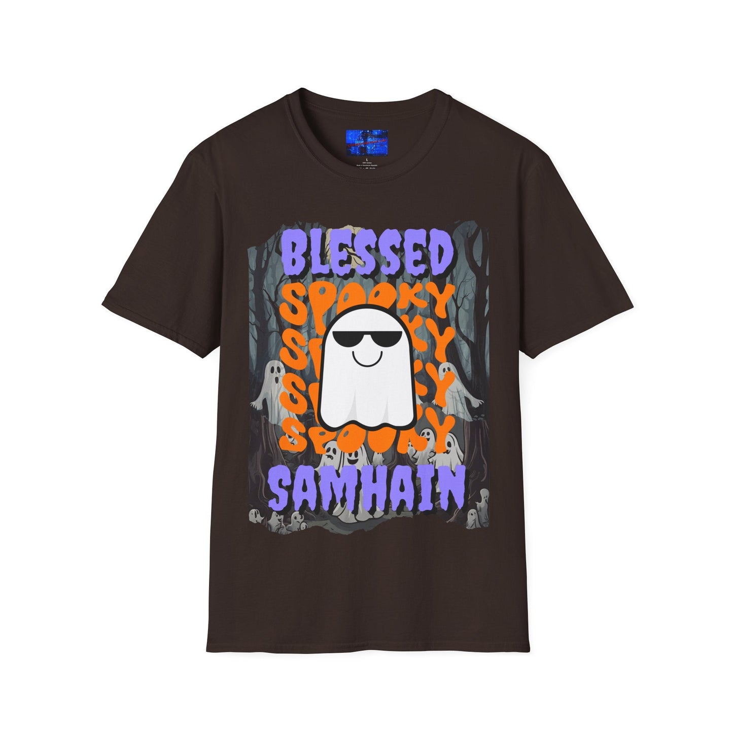 Spooky Blessed Samhain Ghost PRfont Unisex T-Shirt by cypherpunkgear – cypherpunkgear.com | Cypherpunk Merch