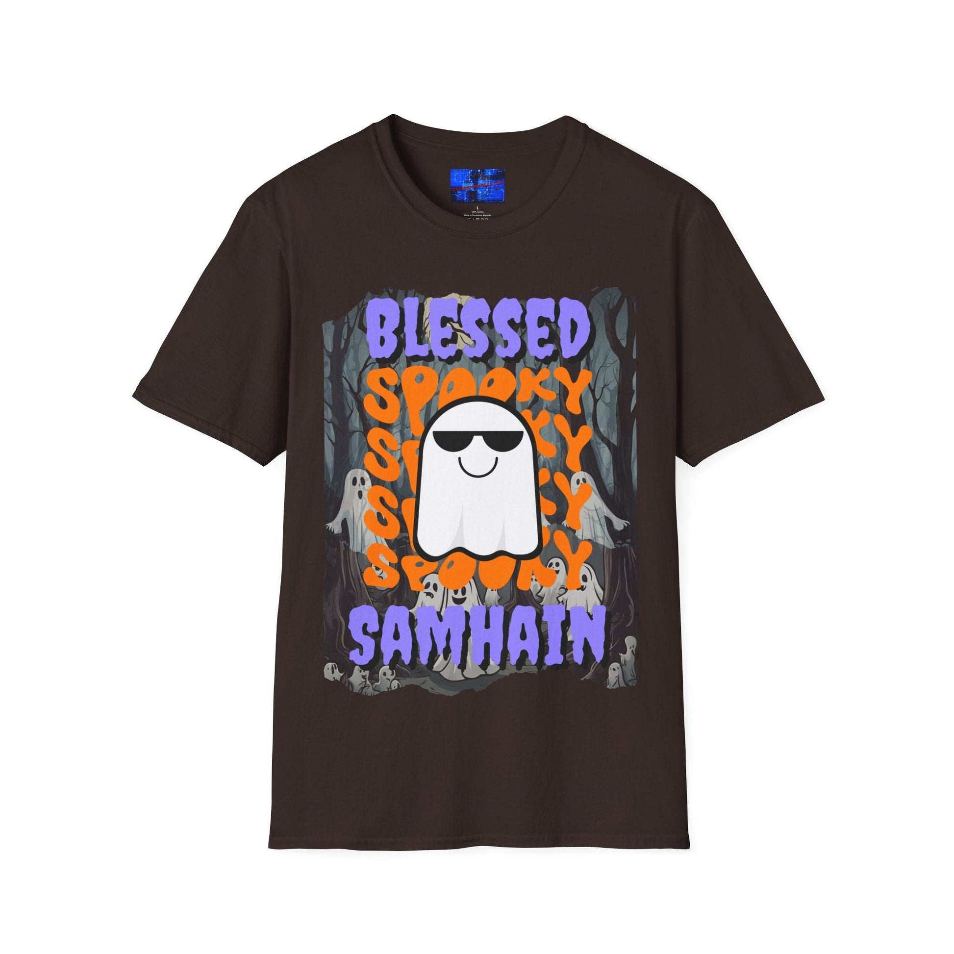 Spooky Blessed Samhain Ghost PRfont Unisex T-Shirt by cypherpunkgear – cypherpunkgear.com | Cypherpunk Merch
