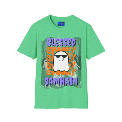 Spooky Blessed Samhain Ghost PRfont Unisex T-Shirt by cypherpunkgear – cypherpunkgear.com | Cypherpunk Merch