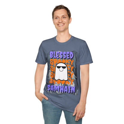 Spooky Blessed Samhain Ghost PRfont Unisex T-Shirt by cypherpunkgear – cypherpunkgear.com | Cypherpunk Merch