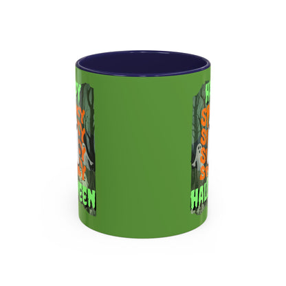 Spooky Happy Halloween Ghost GNfont Accent Mug by cypherpunkgear – cypherpunkgear.com | Cypherpunk Merch