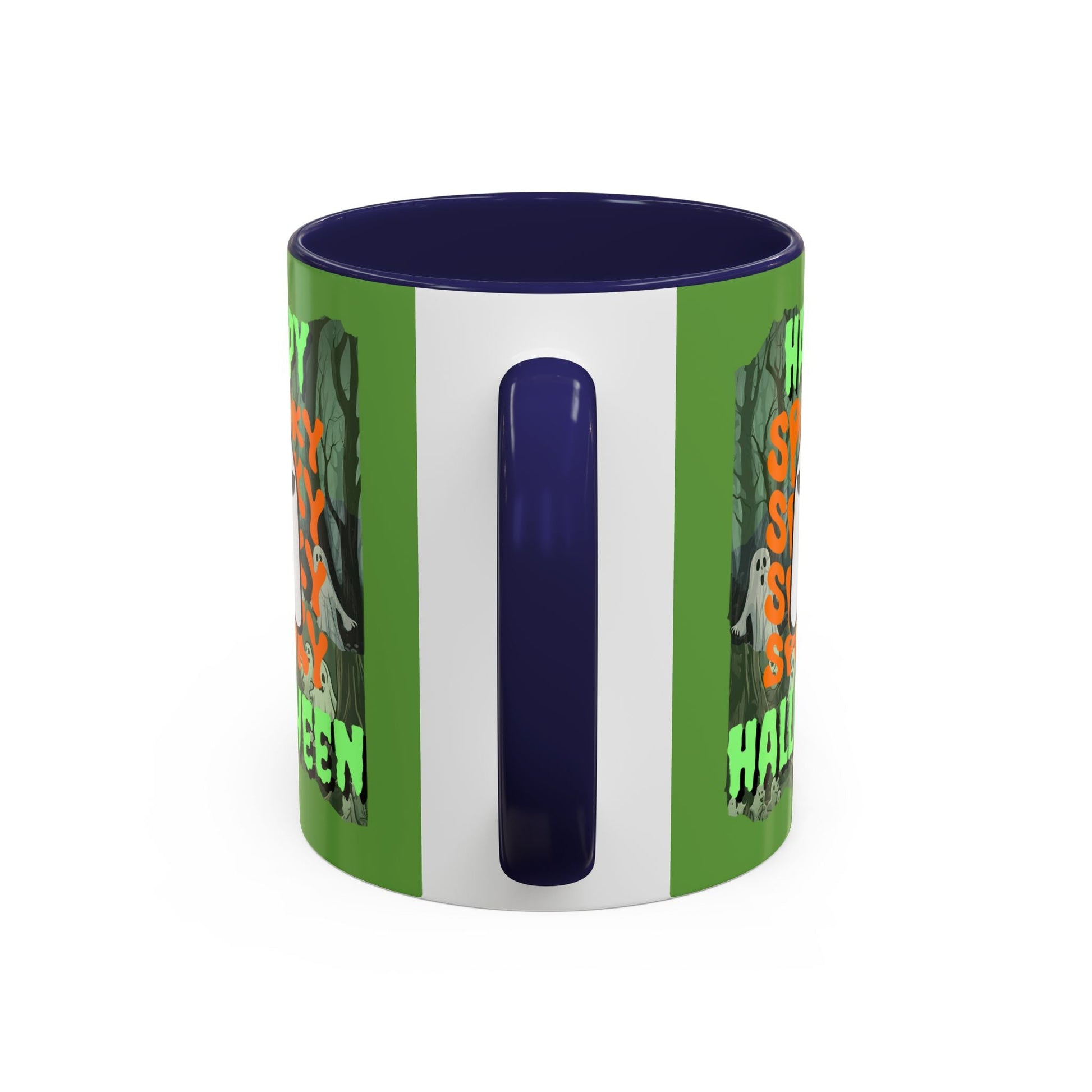 Spooky Happy Halloween Ghost GNfont Accent Mug by cypherpunkgear – cypherpunkgear.com | Cypherpunk Merch