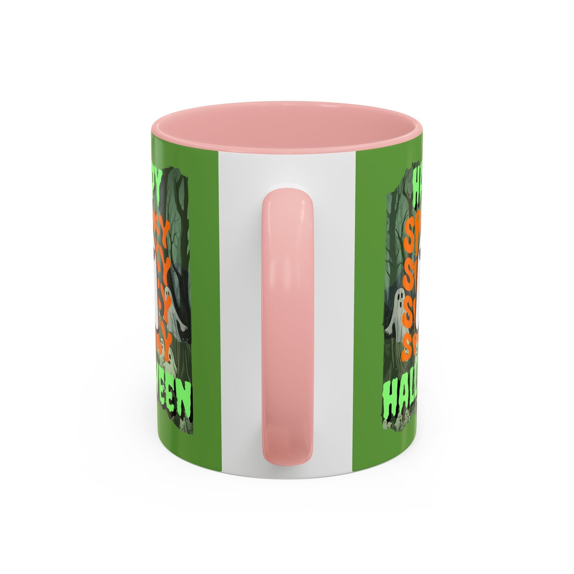 Spooky Happy Halloween Ghost GNfont Accent Mug by cypherpunkgear – cypherpunkgear.com | Cypherpunk Merch