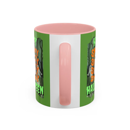 Spooky Happy Halloween Ghost GNfont Accent Mug by cypherpunkgear – cypherpunkgear.com | Cypherpunk Merch