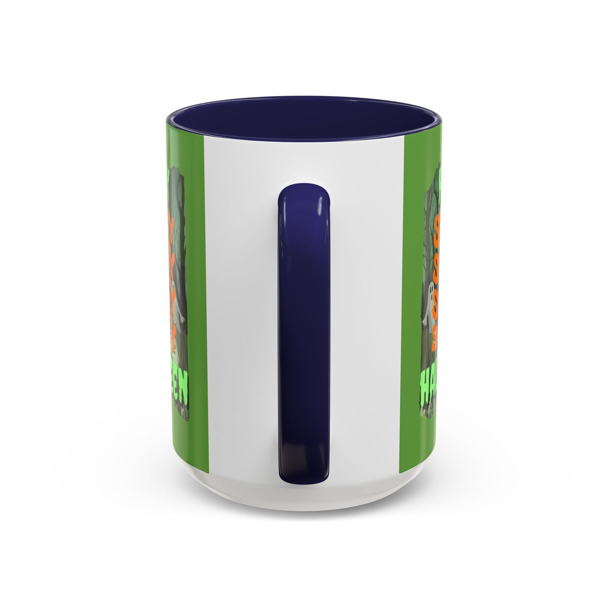 Spooky Happy Halloween Ghost GNfont Accent Mug by cypherpunkgear – cypherpunkgear.com | Cypherpunk Merch